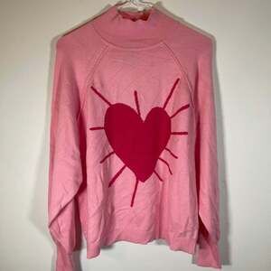 NWT XOKR Kerri Rosenthal Radiant Heart Sweater S Pink Heart Cropped Boxy